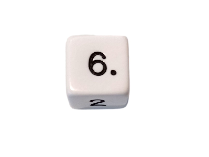 Opaque White D6 6-Sided Polydice